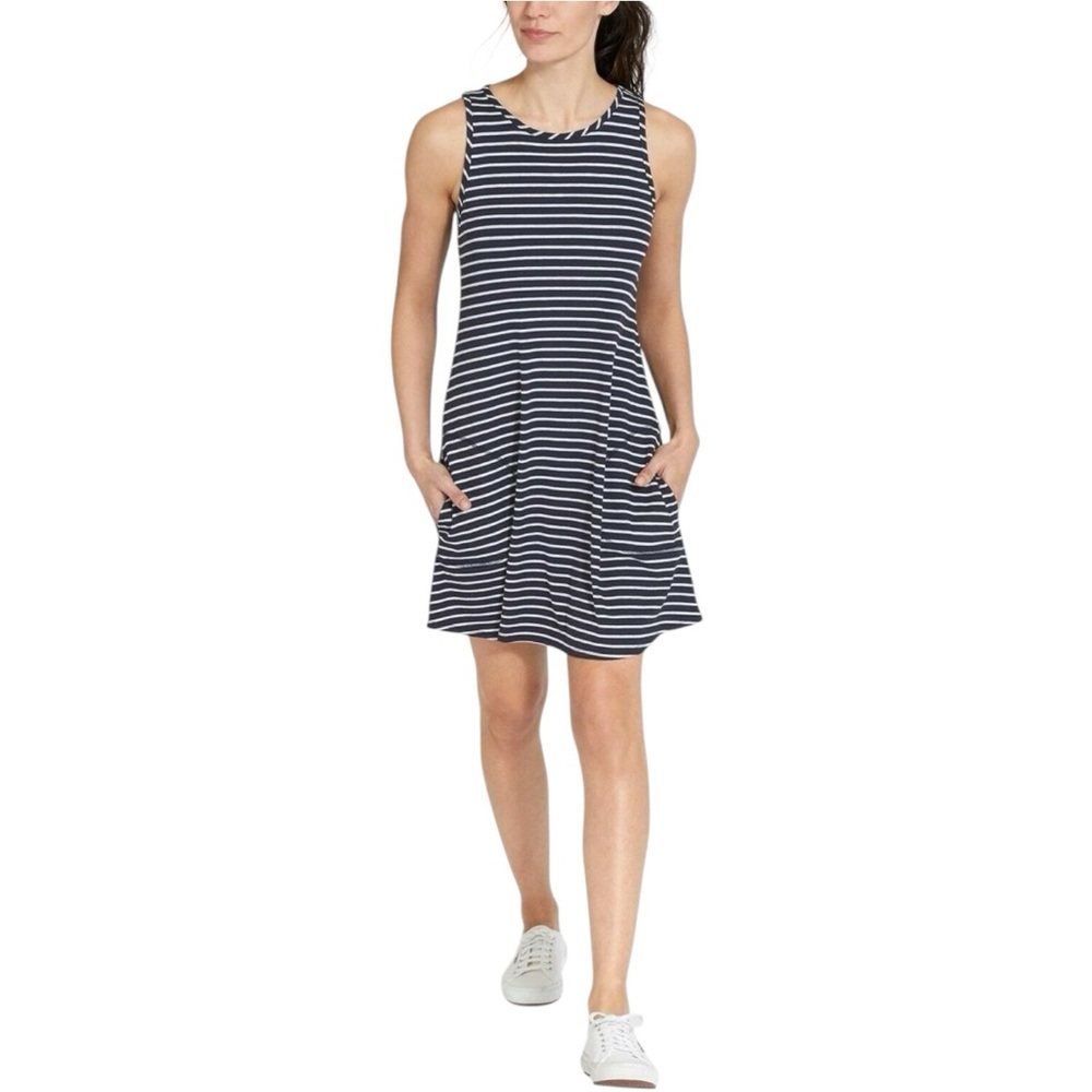 Athleta Navy Stripe Super Swing Dress